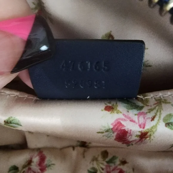 Gucci Marmont Denim Pouch Crossbody Bag Pearl GG Logo - Picture 10 of 13